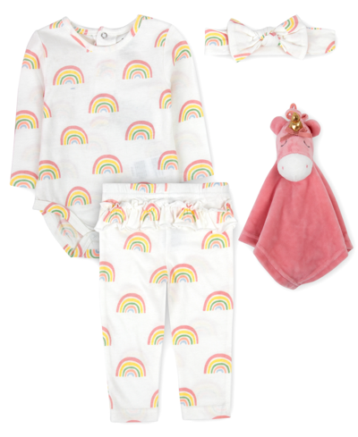 Baby Essentials Baby Girls Layette With Lovey Set, 4 Piece In Creme