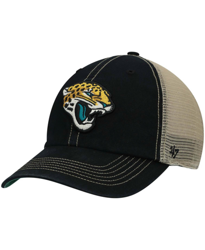 47 Brand Men's Black, Natural Jacksonville Jaguars Trawler Trucker Clean Up Snapback Hat In Black,natural