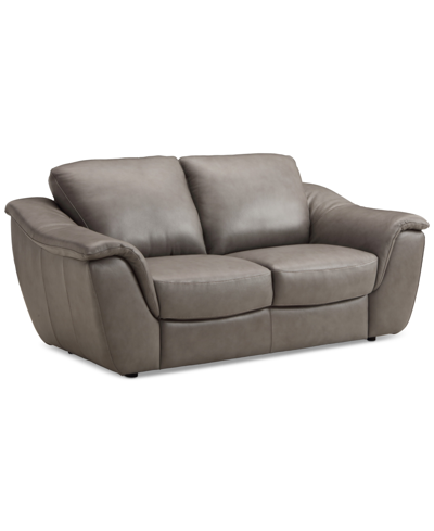 Macy's Jennard 71" Leather Loveseat, Created For  In Grey