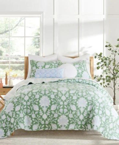 Levtex Home Evelyn Jacobean Reversible 3 Pc. Quilt Set Collection In Green