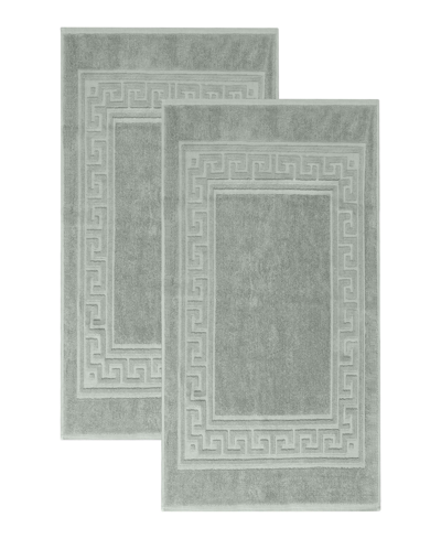 Superior Cotton Greek Key Infinity Border Bath Mat, Set Of 2 In Sage