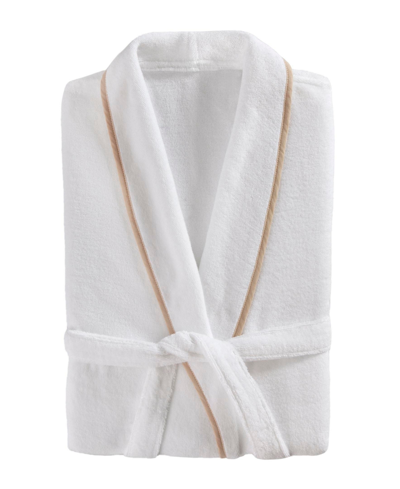 Cassadecor Luxury Plush Bathrobe In White And Linen