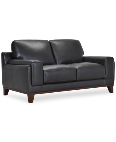 Macy's Jeddo 70" Leather Loveseat, Created For  In Dark Brown