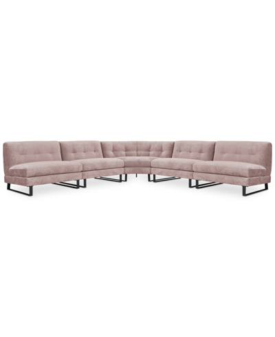 Macy's Closeout! Kathya 157" 5-pc. Fabric Modular Sectional, Created For  In Berry