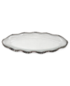 Classic Touch Glass Plate With Silver-tone Scalloped Rim, 14" L In Silver