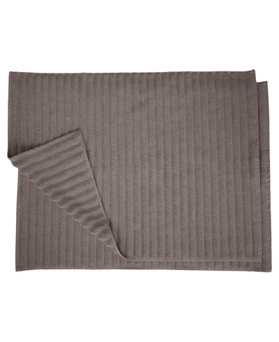Superior Cotton Textured Stripes Bath Mat, Set Of 2 In Graphite