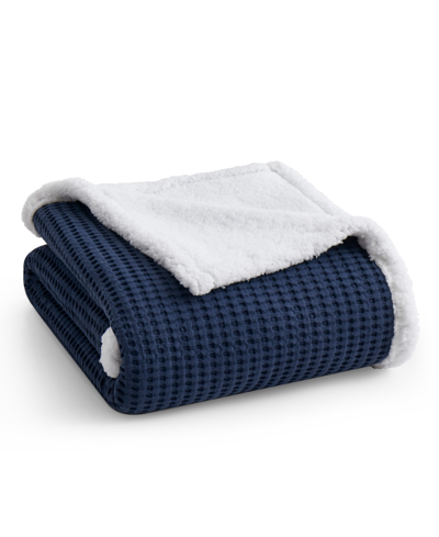 Levtex Mills Waffle Quilted Throw, 50" X 60" In Navy
