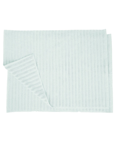 Superior Cotton Textured Stripes Bath Mat, Set Of 2 In Aqua Marine