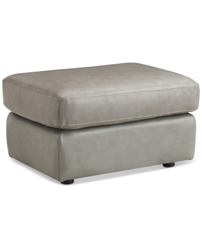 Macy's Jennard 30" Leather Ottoman, Created For  In Grey