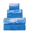 SUPERIOR QUICK DRYING COTTON SOLID AND MARBLE EFFECT 6 PIECE TOWEL SET