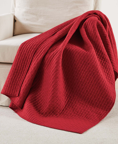Levtex Cross Stitch Reversible Quilted Throw, 50" X 60" In Chile Red