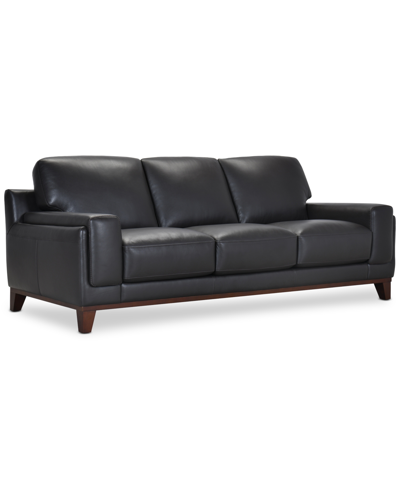 Macy's Jeddo 94" Leather Sofa, Created For  In Dark Brown