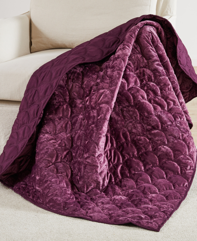 Levtex Ellora Velvet Reversible Quilted Throw, 50" X 60" In Plum