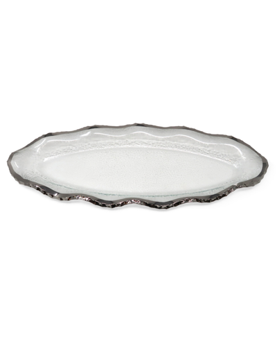Classic Touch Glass Plate With Silver-tone Scalloped Rim, 18" L