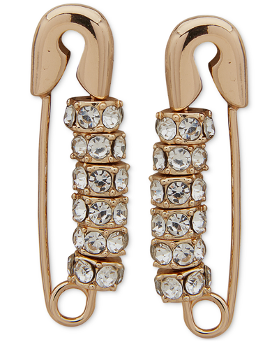 Karl Lagerfeld Pave Bead Safety Pin Drop Earrings In Crystal