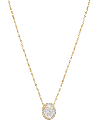 Eliot Danori Crystal Oval Halo Necklace, 16" + 2" Extender In Gold