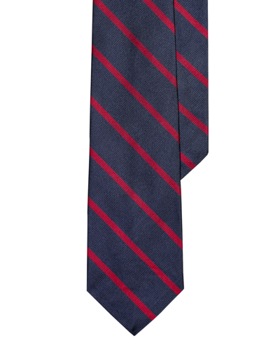 Polo Ralph Lauren Diagonal-stripe Silk Tie In Navy/red