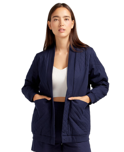 Belle & Bloom Over It Quilted Bomber In Navy
