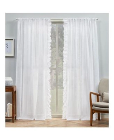 Exclusive Home Curtains Jacinta Flippable Side Ruffle Sheer Rod Pocket Curtain Panel Pair Set Of 2 In Dark Gray