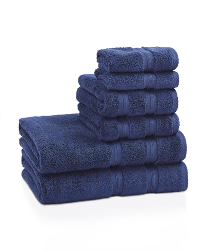 Superior Smart Dry Zero Twist Cotton 6-piece Assorted Towel Set In Navy Blue