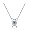 STELLA VALENTINO STERLING SILVER WHITE GOLD PLATED WITH 1CT LAB CREATED MOISSANITE ROUND SOLITAIRE SLIDE PENDANT NECK
