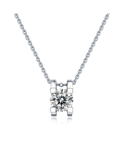 Stella Valentino Sterling Silver With 1ct Lab Created Moissanite Round Solitaire Slide Pendant Necklace