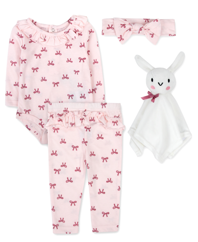 Baby Essentials Baby Girls Layette With Lovey Set, 4 Piece In Pink