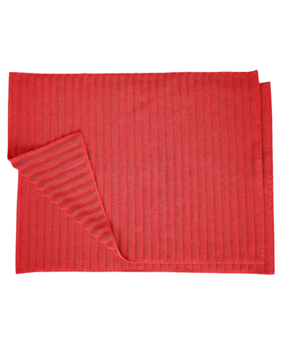 Superior Cotton Textured Stripes 2-pc. Bath Rug Set In Cranberry