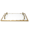 CLASSIC TOUCH GLASS TRAY WITH GOLD-TONE RIM AND HANDLES, 11.75" L