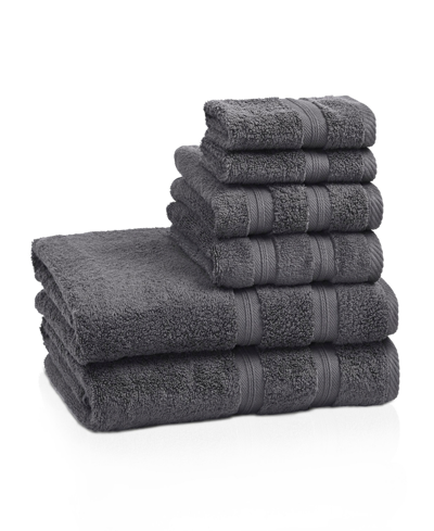 Superior Smart Dry Zero Twist Cotton 6-piece Assorted Towel Set In Gray