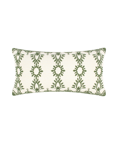 Levtex Bretton Woods Green Embroidered Decorative Pillow, 12" X 24"