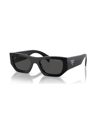 Prada Low Bridge Rectangular Unisex Sunglasses, Pr A01sf In Black
