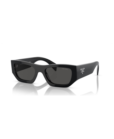 Prada Unisex Low Bridge Fit Sunglasses Pr A01sf In Black/gray Solid
