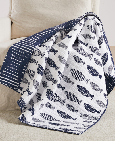 Levtex Bakio Coastal Escape Reversible Quilted Throw, 50" X 60" In Indigo