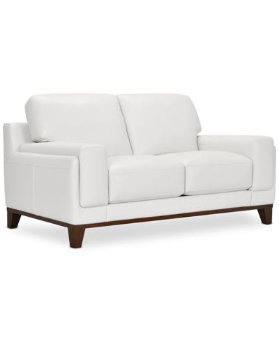 Macy's Jeddo 70" Leather Loveseat, Created For  In Cream