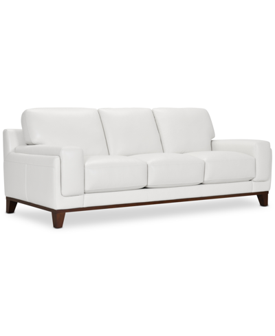 Macy's Jeddo 94" Leather Sofa, Created For  In Cream