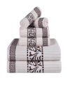 SUPERIOR ATHENS COTTON WITH GREEK SCROLL AND FLORAL PATTERN ASSORTED, 6 PIECE BATH TOWEL SET