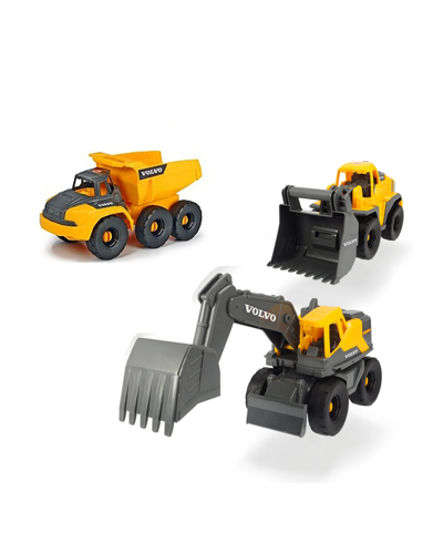 Dickie Toys Hk Ltd Kids' Dickie Toys 10" Volvo Construction Truck, Pack Of 3 In Yellow