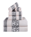 SUPERIOR ATHENS COTTON WITH GREEK SCROLL AND FLORAL PATTERN ASSORTED, 6 PIECE BATH TOWEL SET