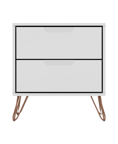 Manhattan Comfort Rockefeller Medium Density Fiberboard 2-drawer Nightstand In White