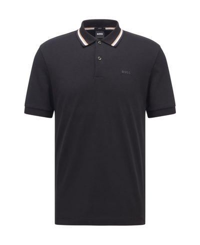 Hugo Boss Logo Embroidered Polo Shirt In Black