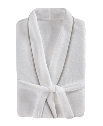 Cassadecor Luxury Plush Bathrobe In White And Gray
