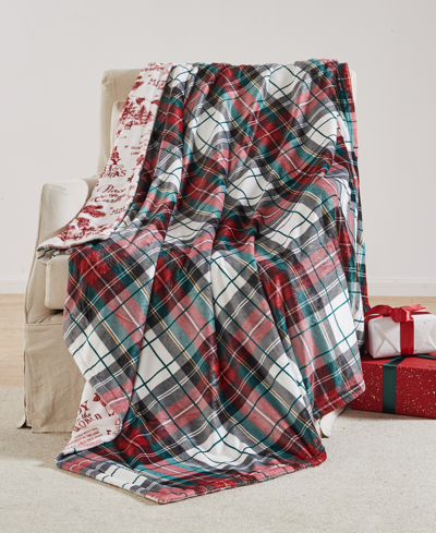 Levtex Yuletide Toile Reversible Oversized Throw, 68" X 68" In Red