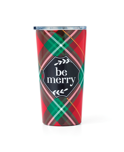 Cambridge "be Merry" Plaid Insulated Highball Tumbler, 20 oz In Red