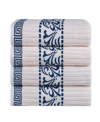 SUPERIOR ATHENS COTTON WITH GREEK SCROLL AND FLORAL PATTERN, 4 PIECE BATH TOWEL SET