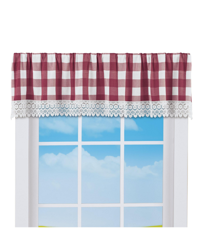 Collections Etc Buffalo Check Plaid Rod Pocket Top Window Valance In Burgundy