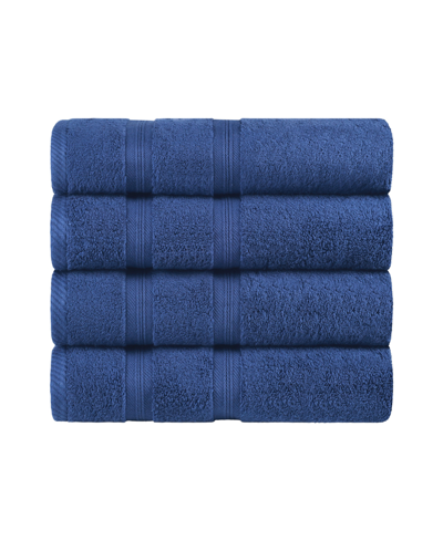 Superior Smart Dry Zero Twist Cotton 4-piece Bath Towel Set In Navy Blue