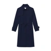 Sandro Trench Coat With Pleated Inset In Marine