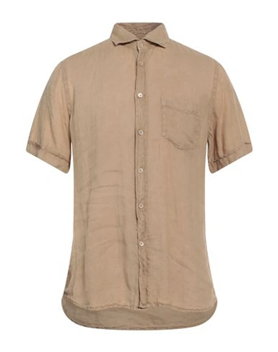 Glanshirt Man Shirt Beige Size 16 Linen