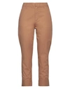 Dondup Woman Pants Camel Size 29 Cotton, Elastane In Beige